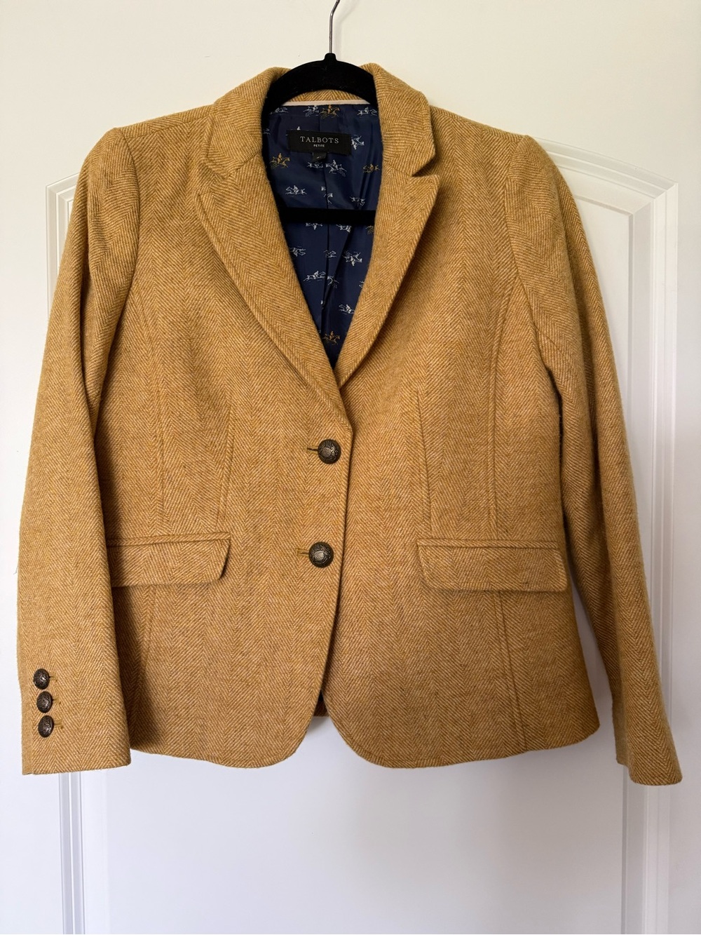 Talbots Women's Mustard Herringbone Blazer Jacket